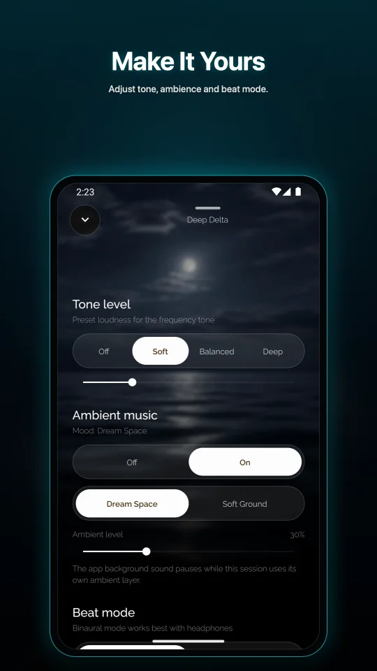 Hamen Android tone, ambience and beat controls